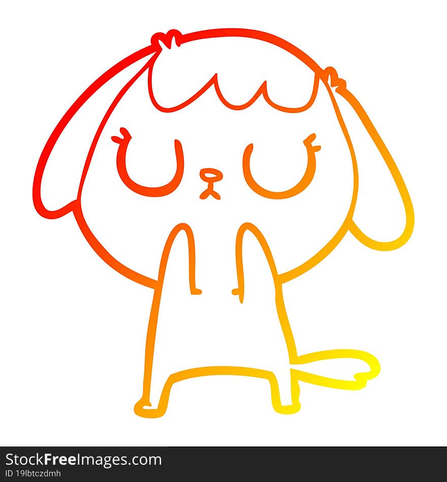 Warm Gradient Line Drawing Cute Cartoon Dog