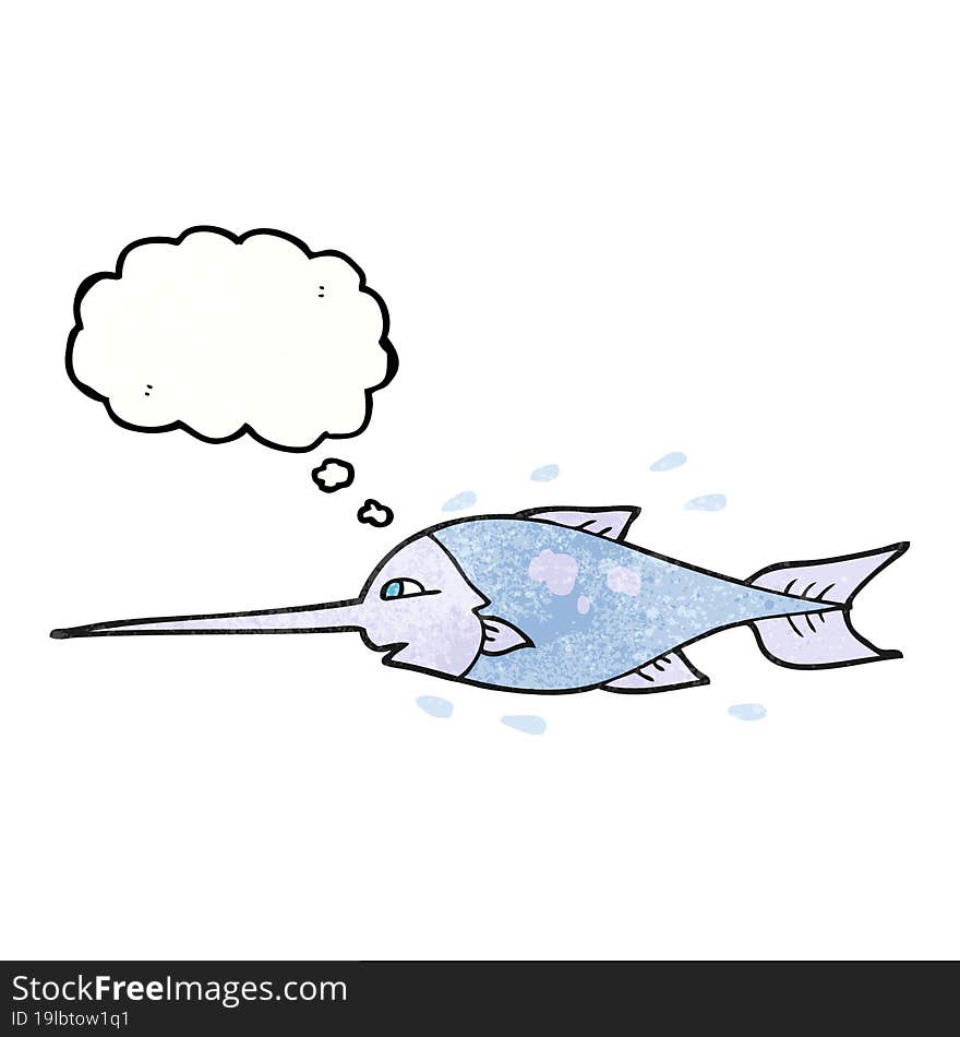 thought bubble textured cartoon swordfish