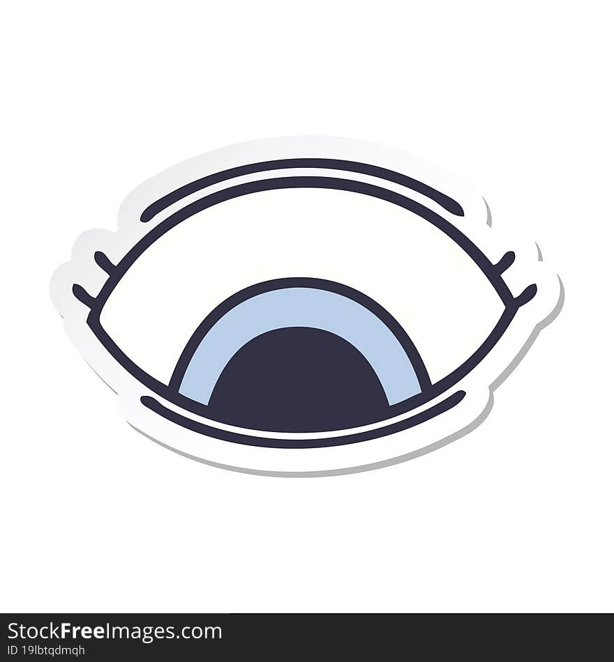 sticker of a cute cartoon eye looking down