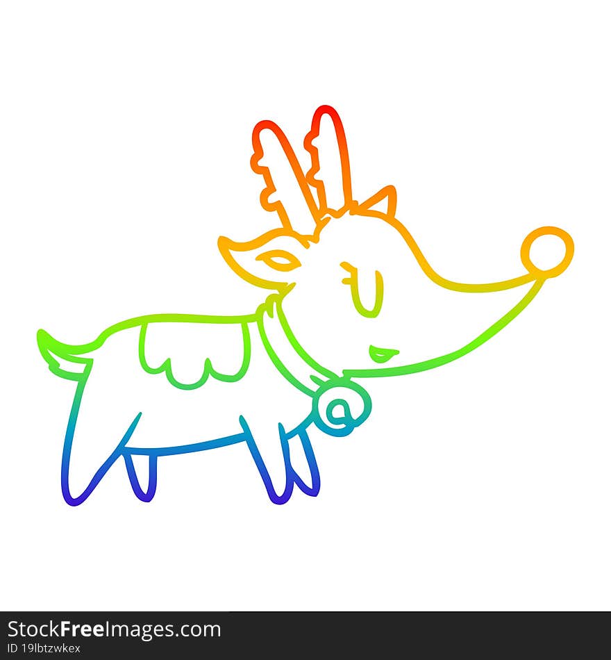 rainbow gradient line drawing of a christmas reindeer