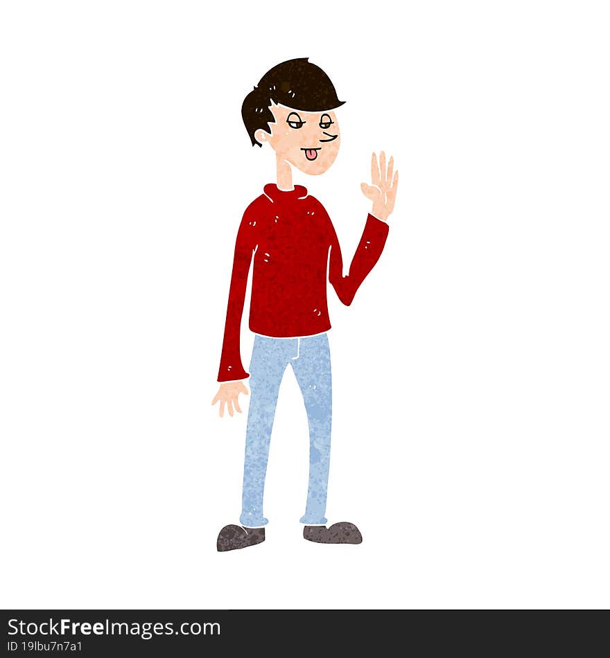 cartoon waving man