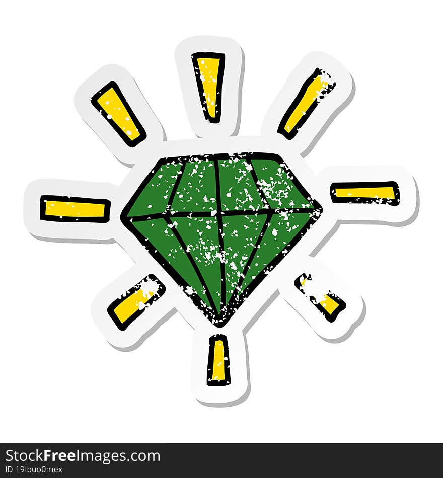 Distressed Sticker Of A Cartoon Tattoo Diamond