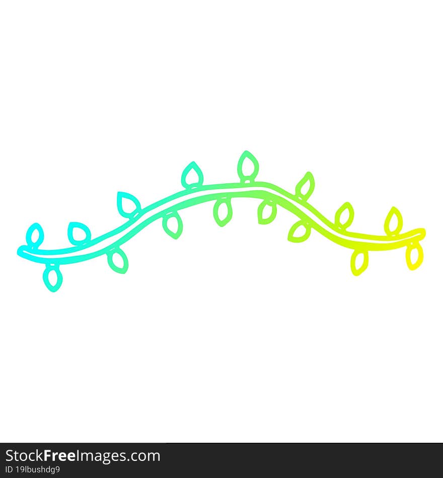 cold gradient line drawing cartoon vine with leaves