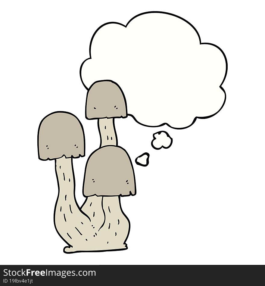 Cartoon Mushroom And Thought Bubble