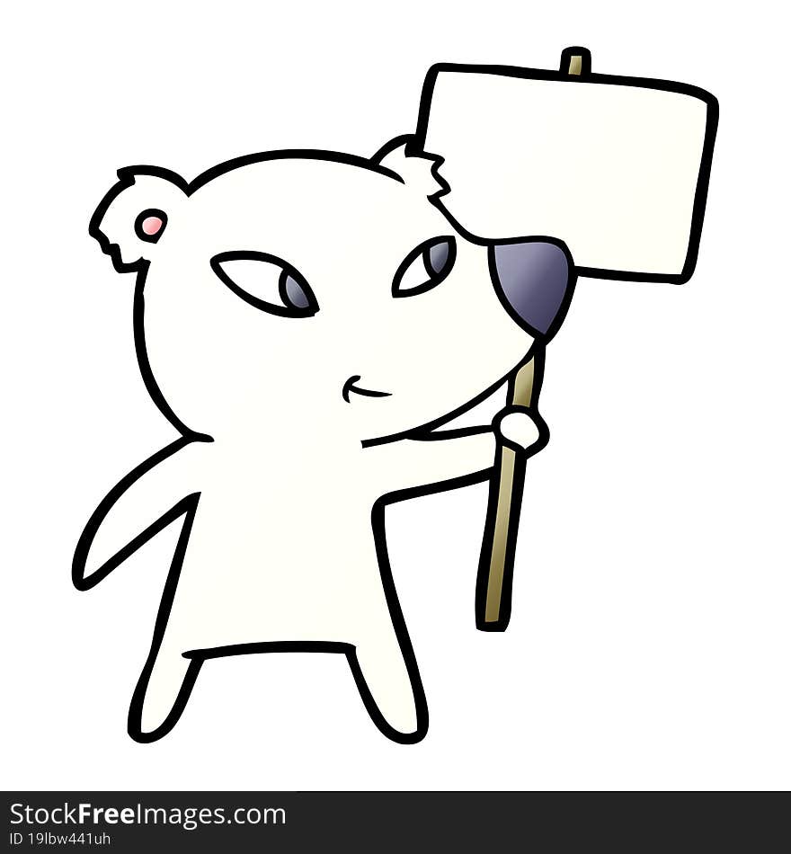 cute cartoon polar bear with protest sign. cute cartoon polar bear with protest sign