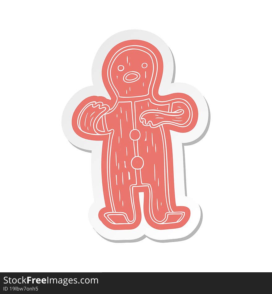 cartoon sticker of a gingerbread man