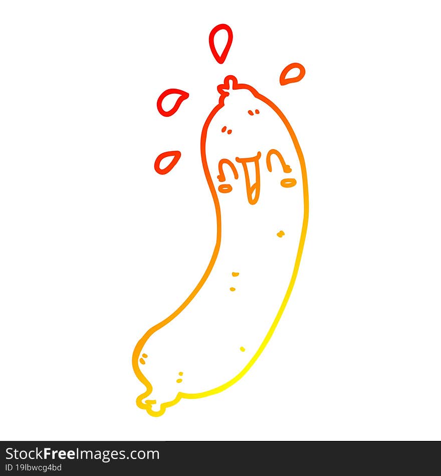 Warm Gradient Line Drawing Happy Cartoon Sausage