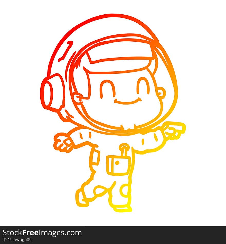 warm gradient line drawing happy cartoon astronaut man