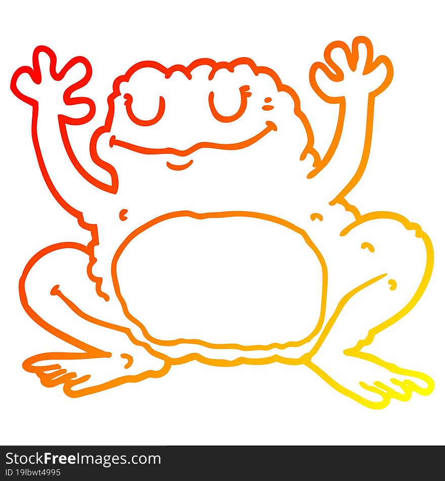 warm gradient line drawing of a cartoon frog