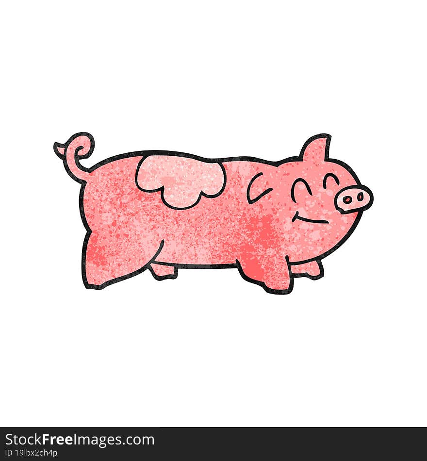 freehand textured cartoon pig