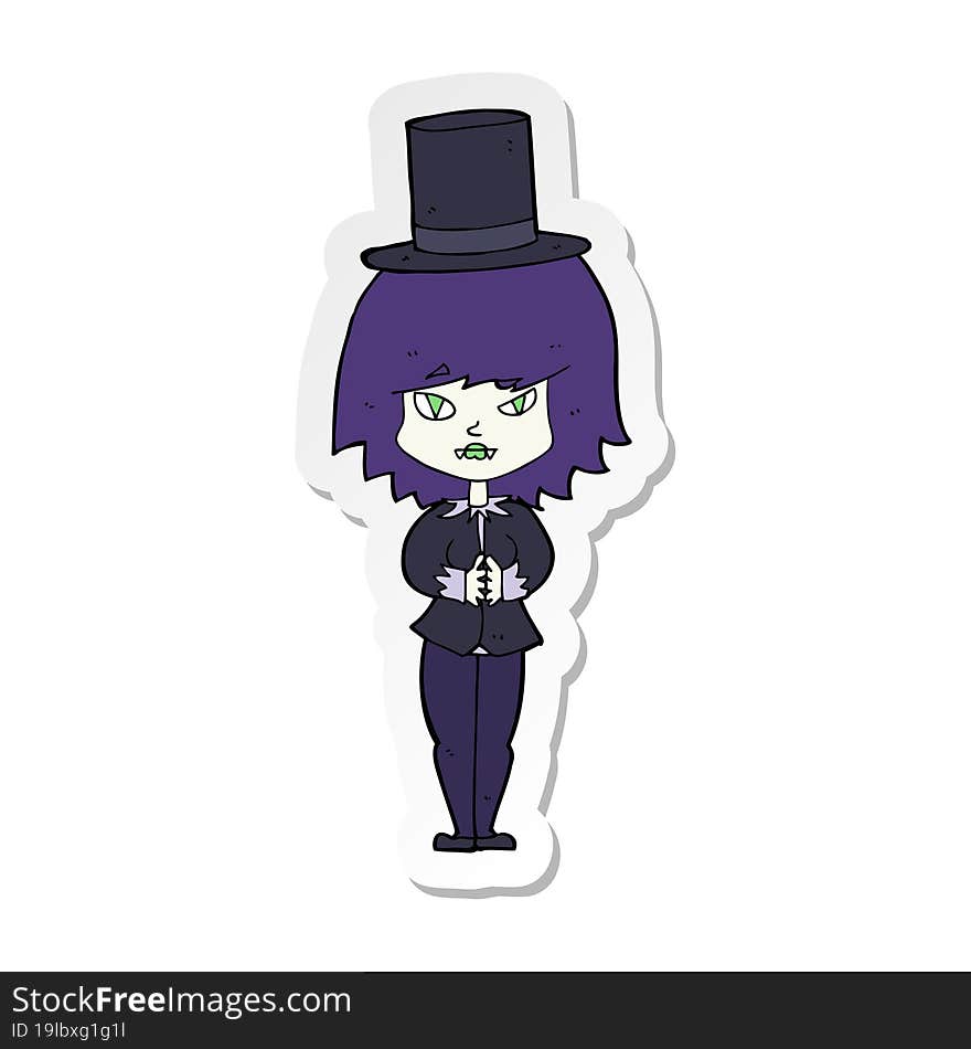 sticker of a cartoon halloween vampire girl