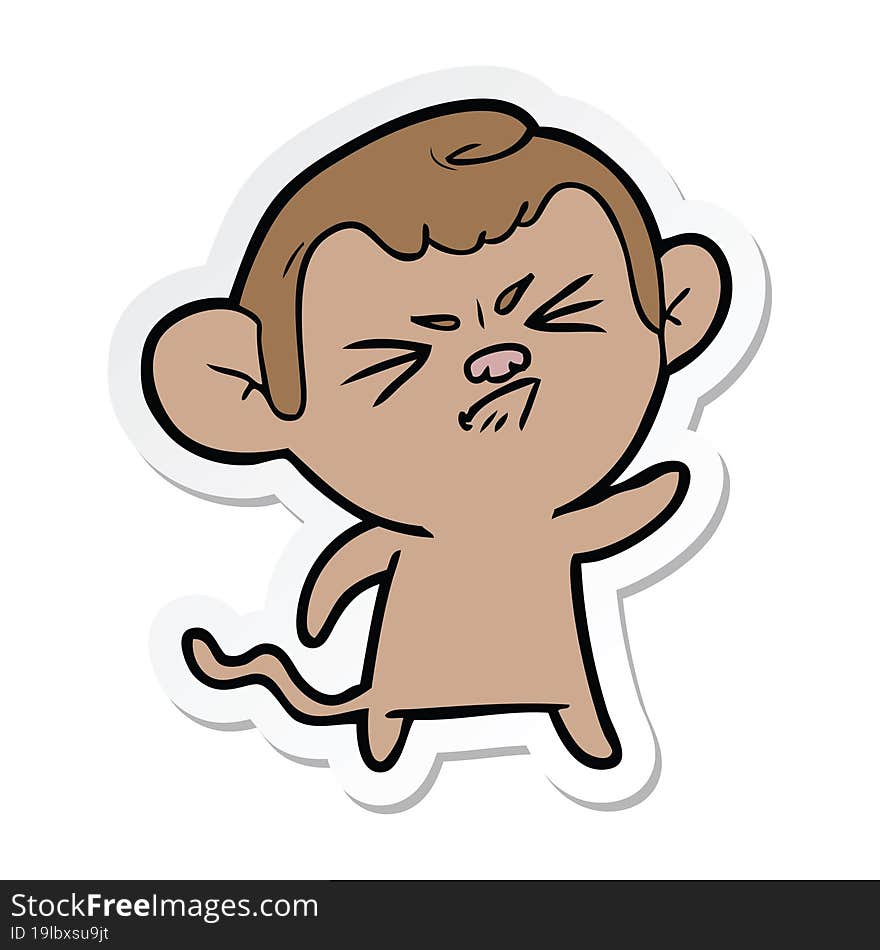 Sticker Of A Cartoon Angry Monkey