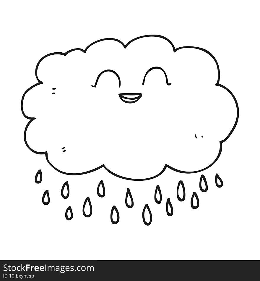 black and white cartoon raincloud