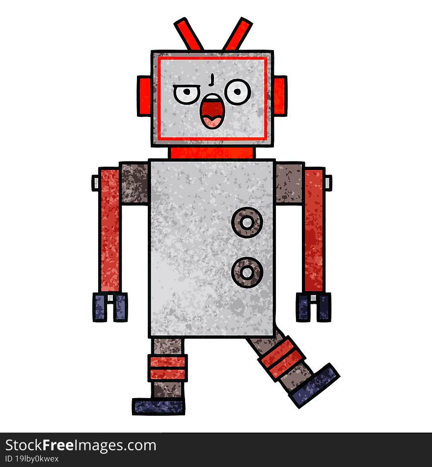 Retro Grunge Texture Cartoon Robot