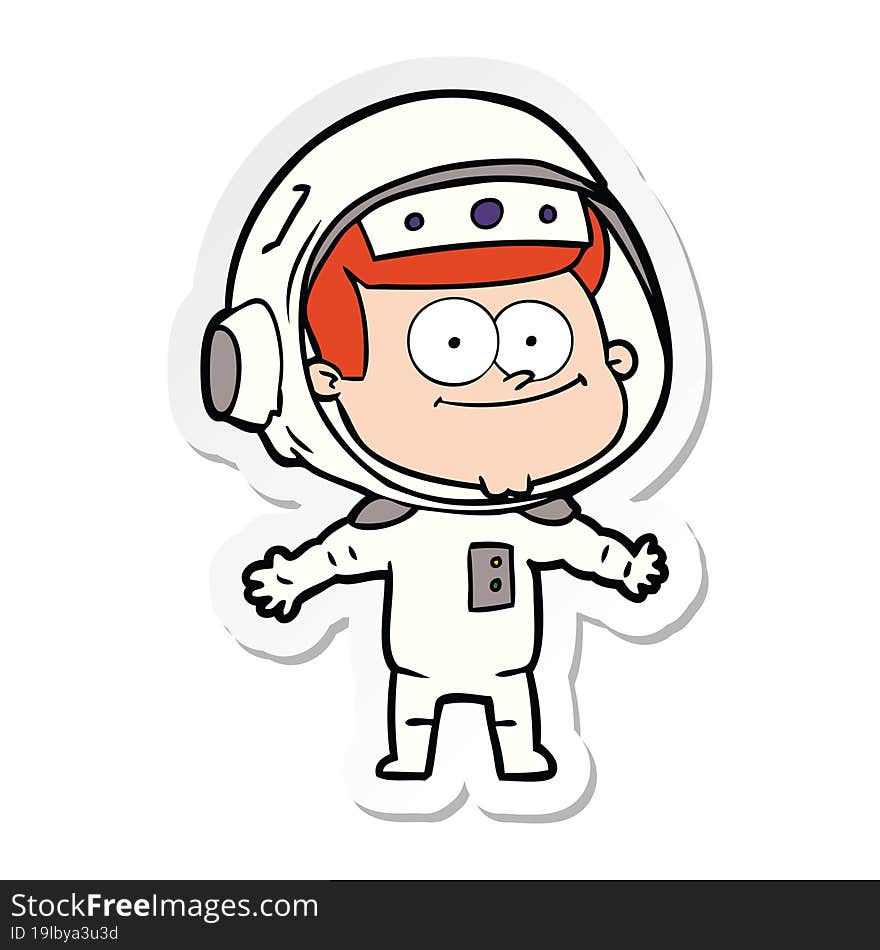 sticker of a happy astronaut cartoon