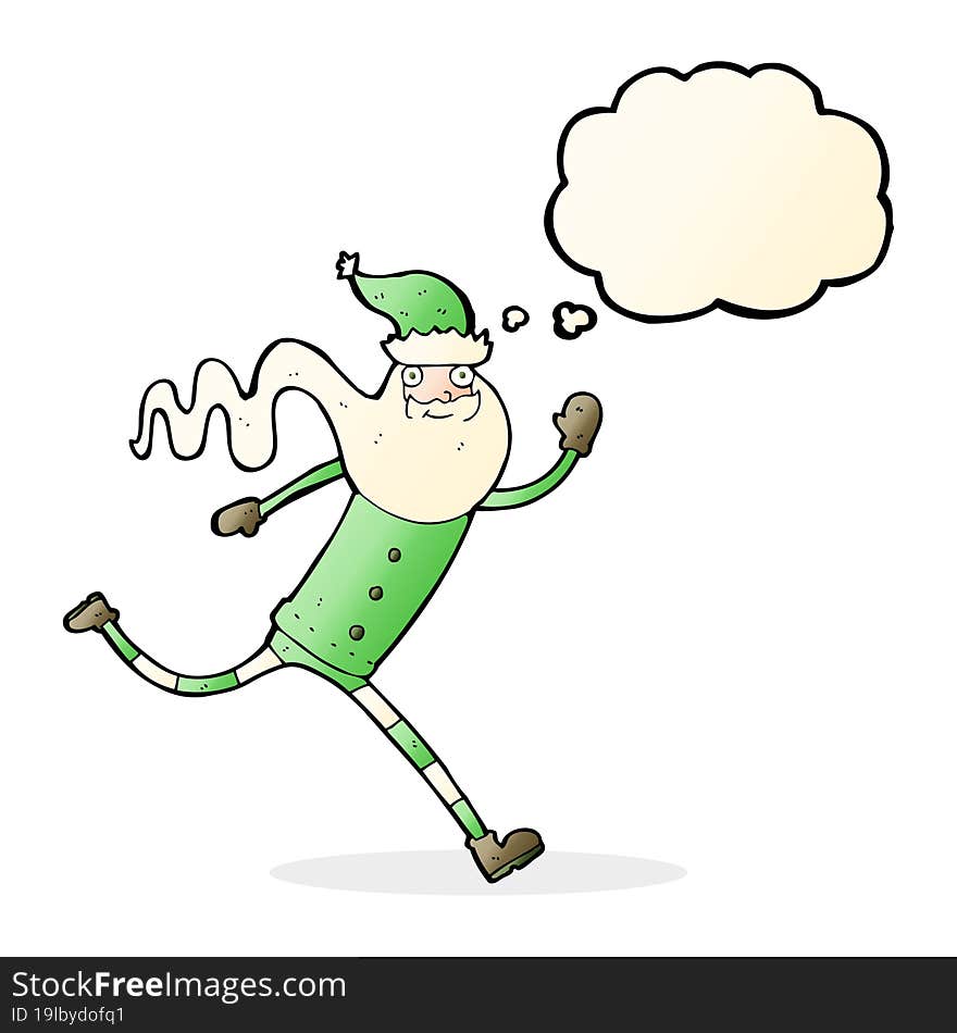 Cartoon Running Santa With Thought Bubble