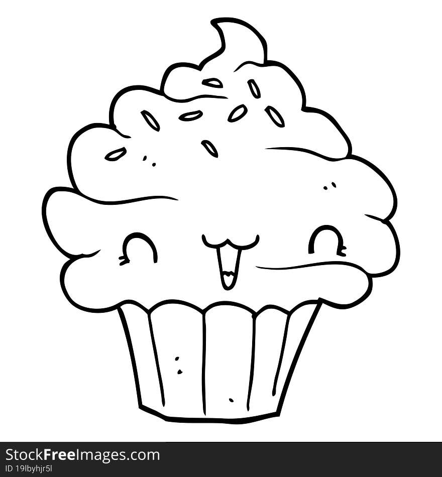 cute cartoon frosted cupcake