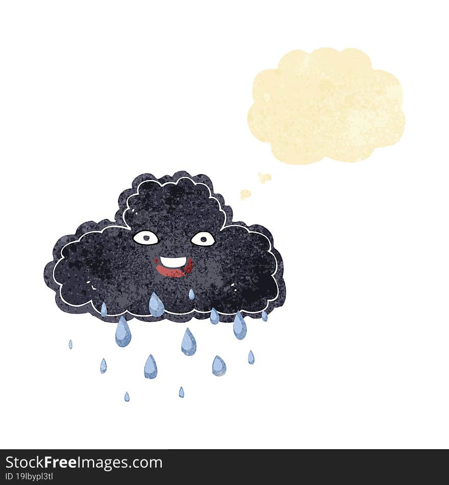 cartoon raincloud with thought bubble