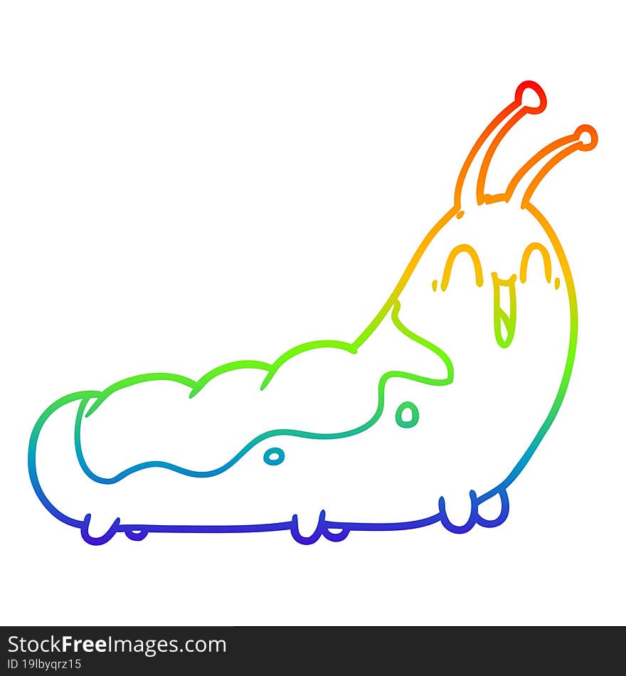 rainbow gradient line drawing funny cartoon caterpillar