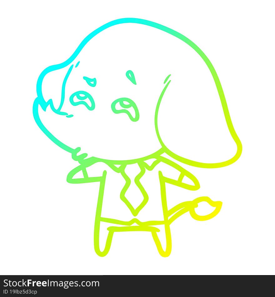 Cold Gradient Line Drawing Cartoon Elephant Boss Remembering