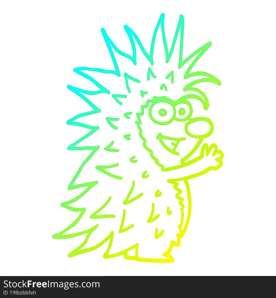 cold gradient line drawing cartoon spiky hedgehog