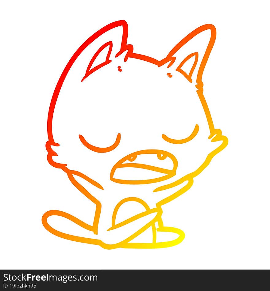 warm gradient line drawing talking cat cartoon