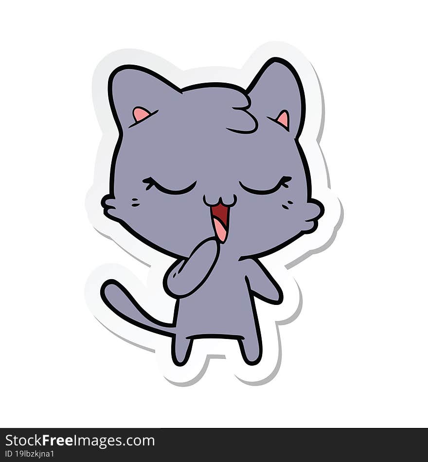 sticker of a happy cartoon cat