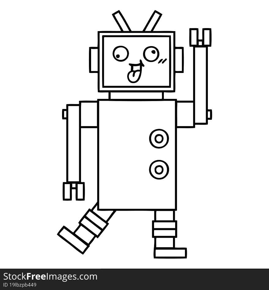 line drawing cartoon crazy robot