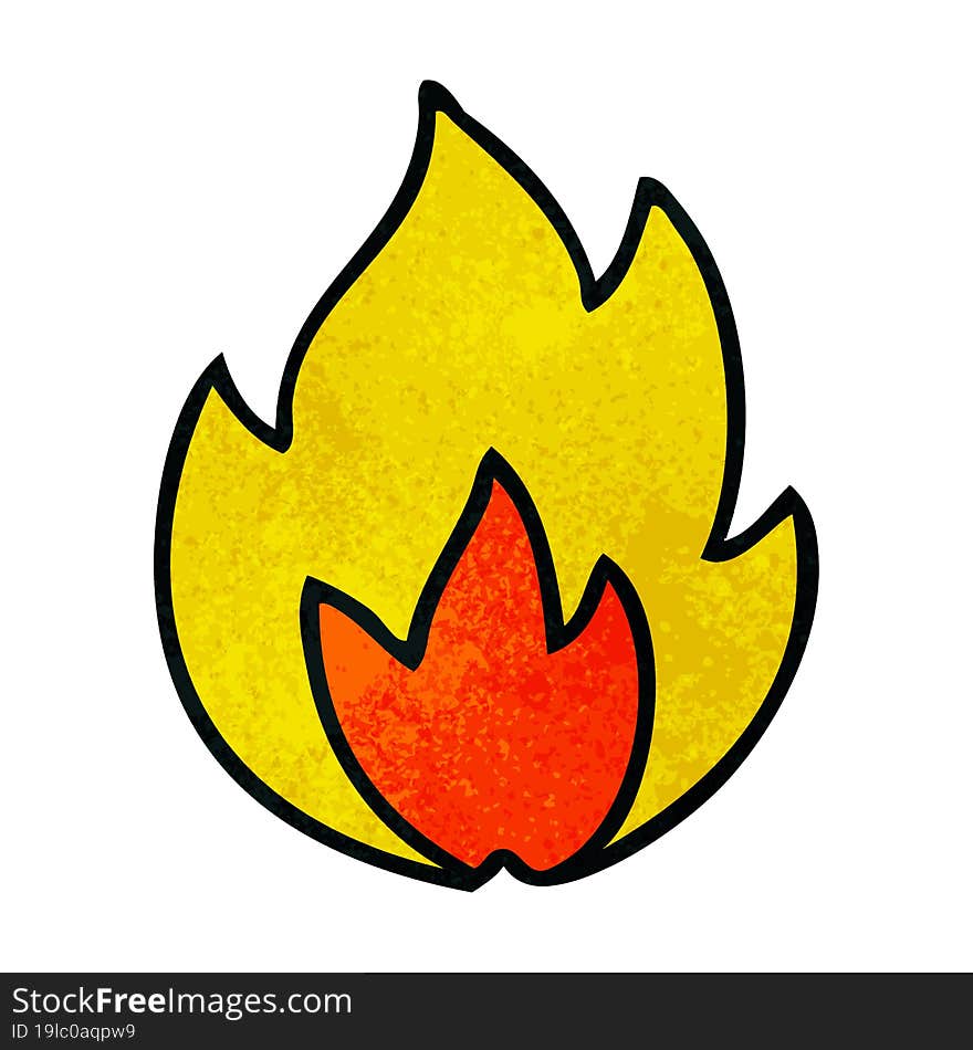 retro grunge texture cartoon of a fire