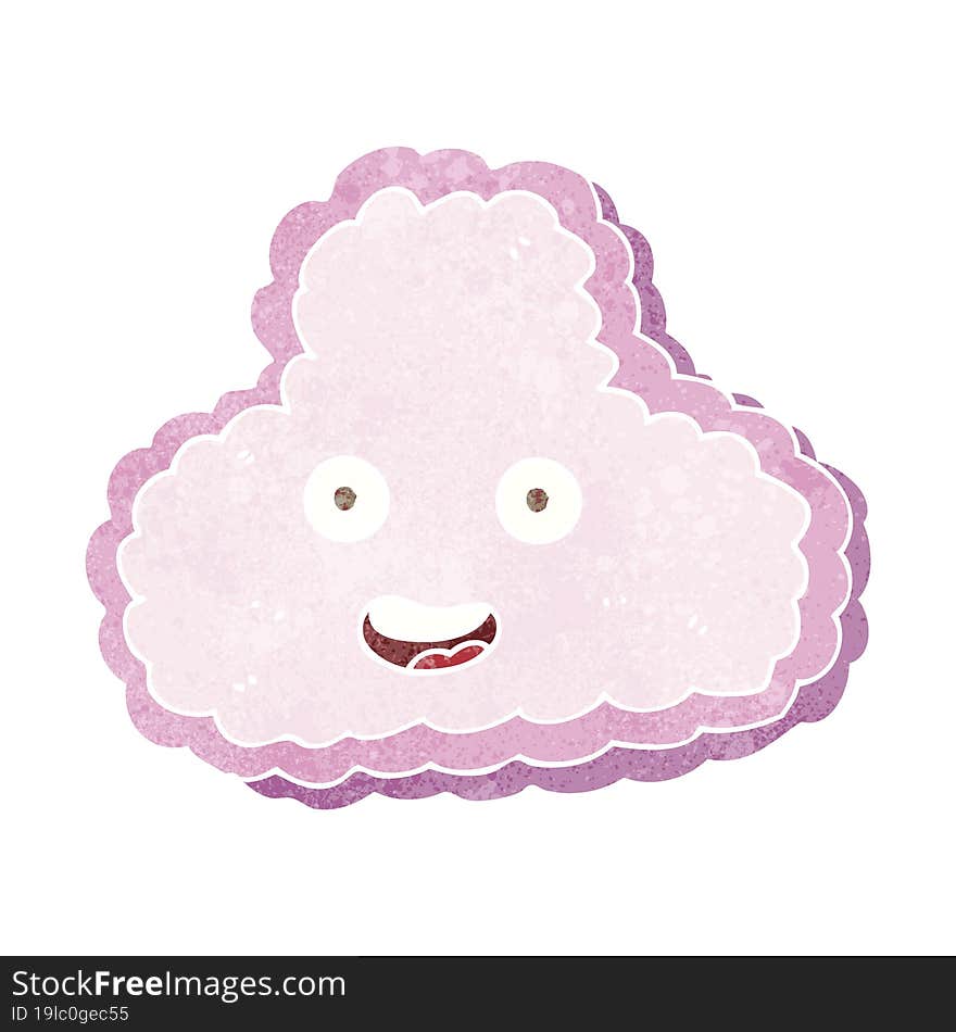 cartoon pink cloud with happy face. cartoon pink cloud with happy face