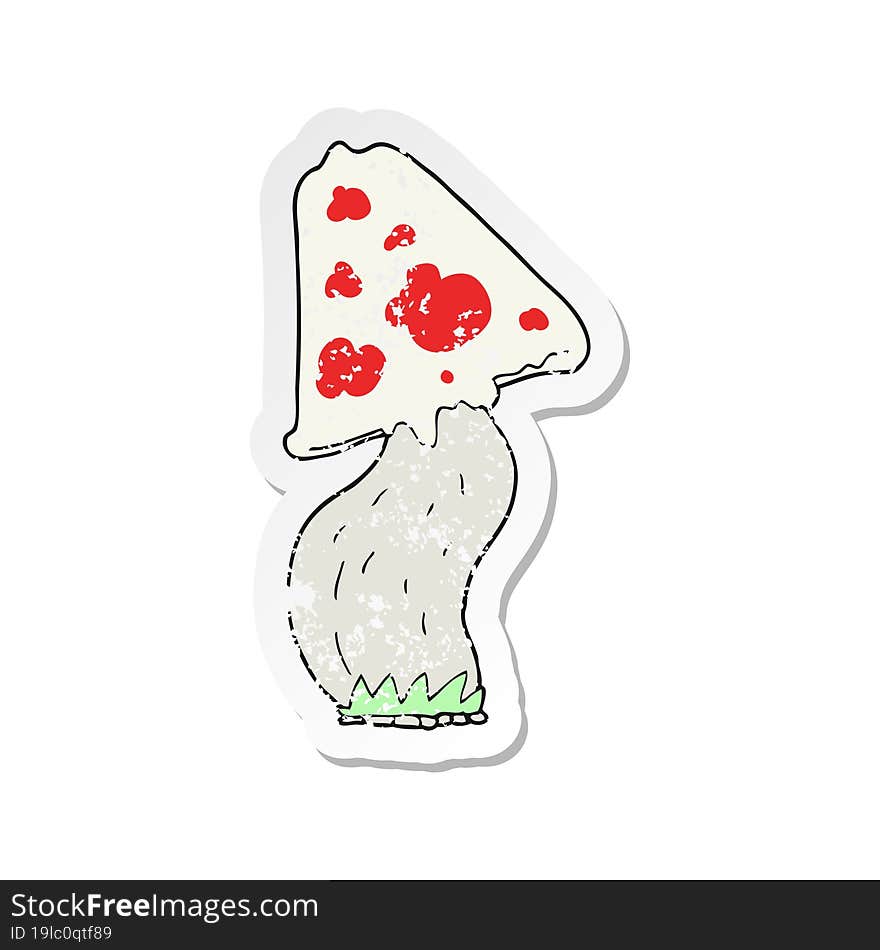 retro distressed sticker of a cartoon mushroom