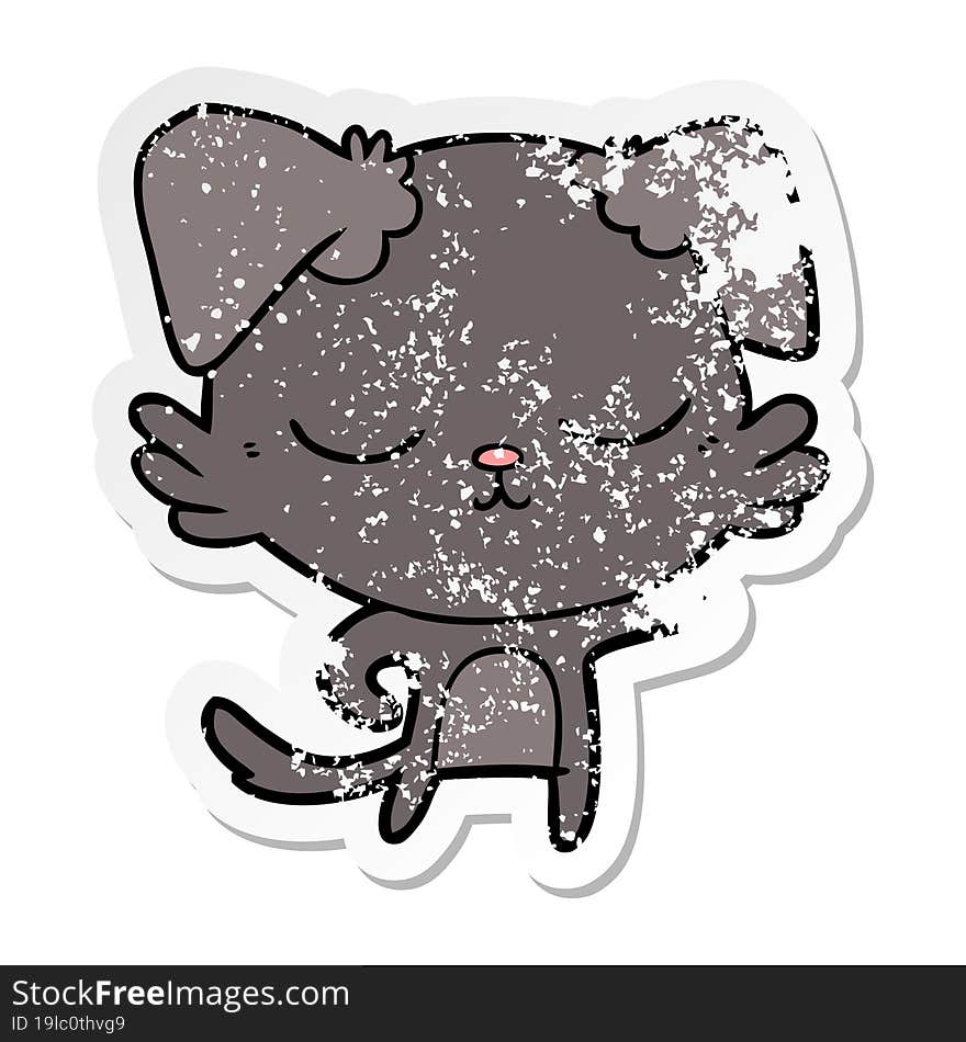 distressed sticker of a cute cartoon dog