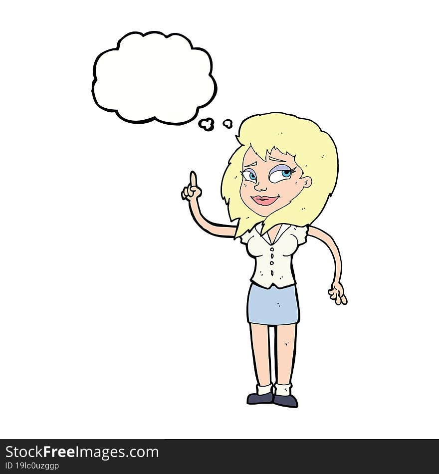 cartoon pretty woman with idea with thought bubble