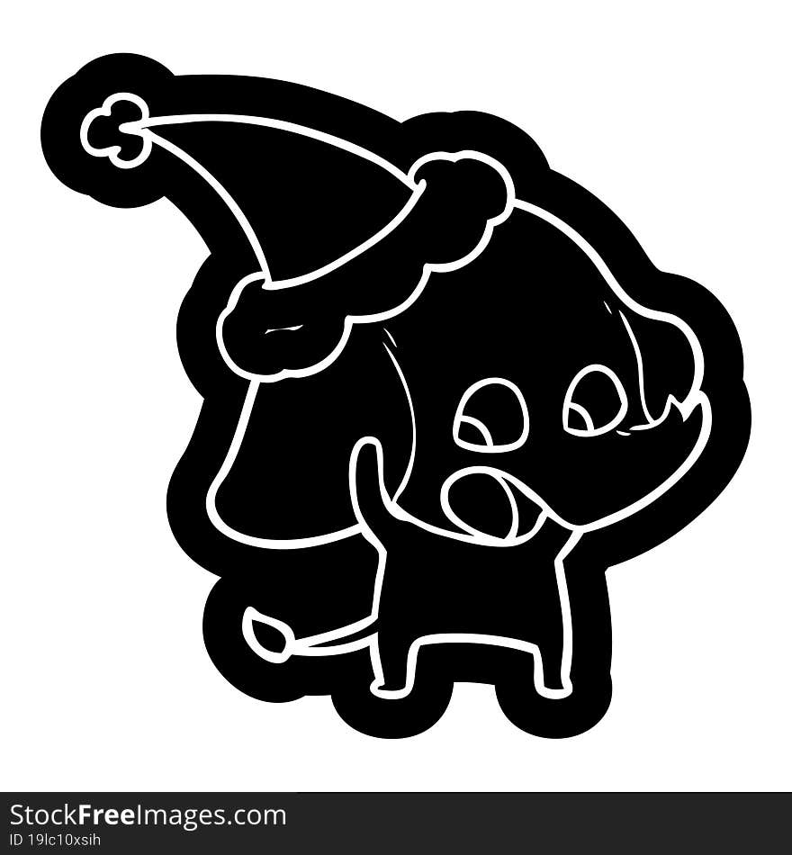 cute cartoon icon of a elephant wearing santa hat