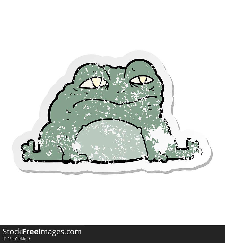 distressed sticker of a cartoon toad