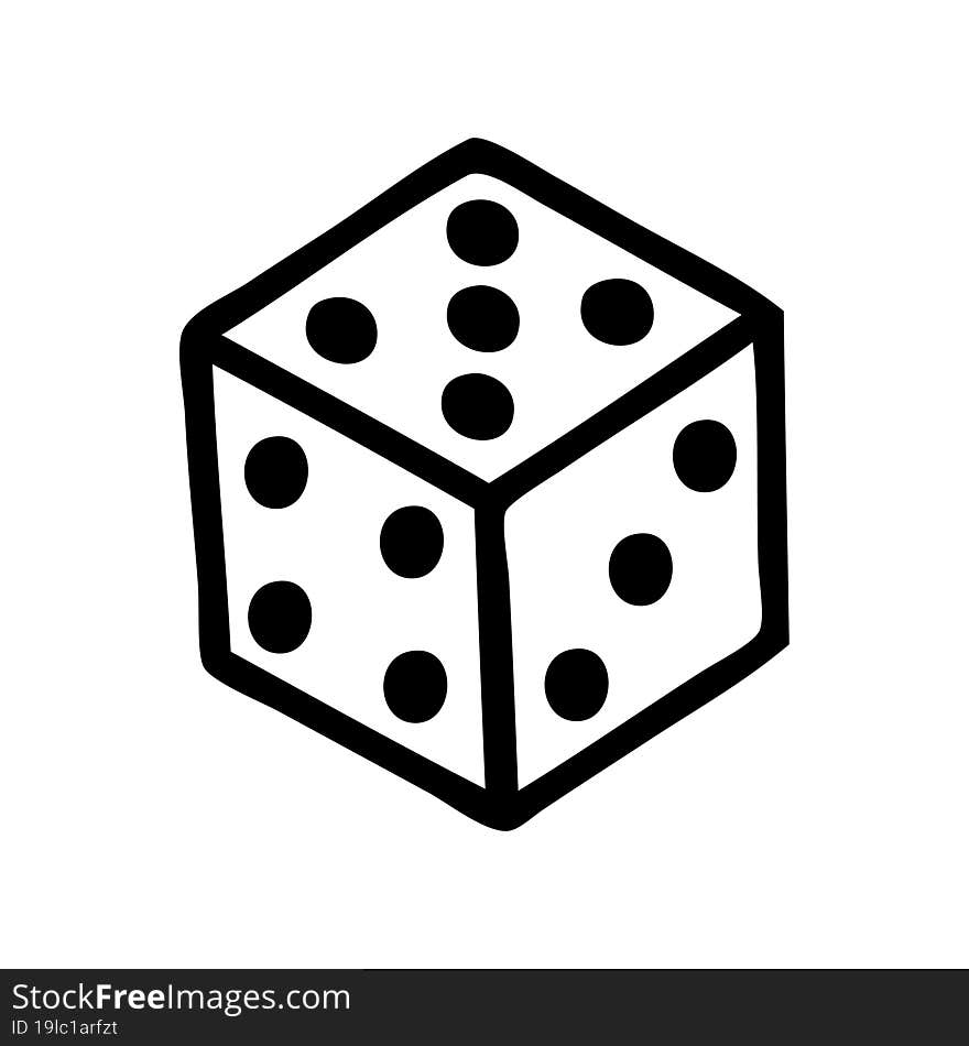 black line tattoo of a dice