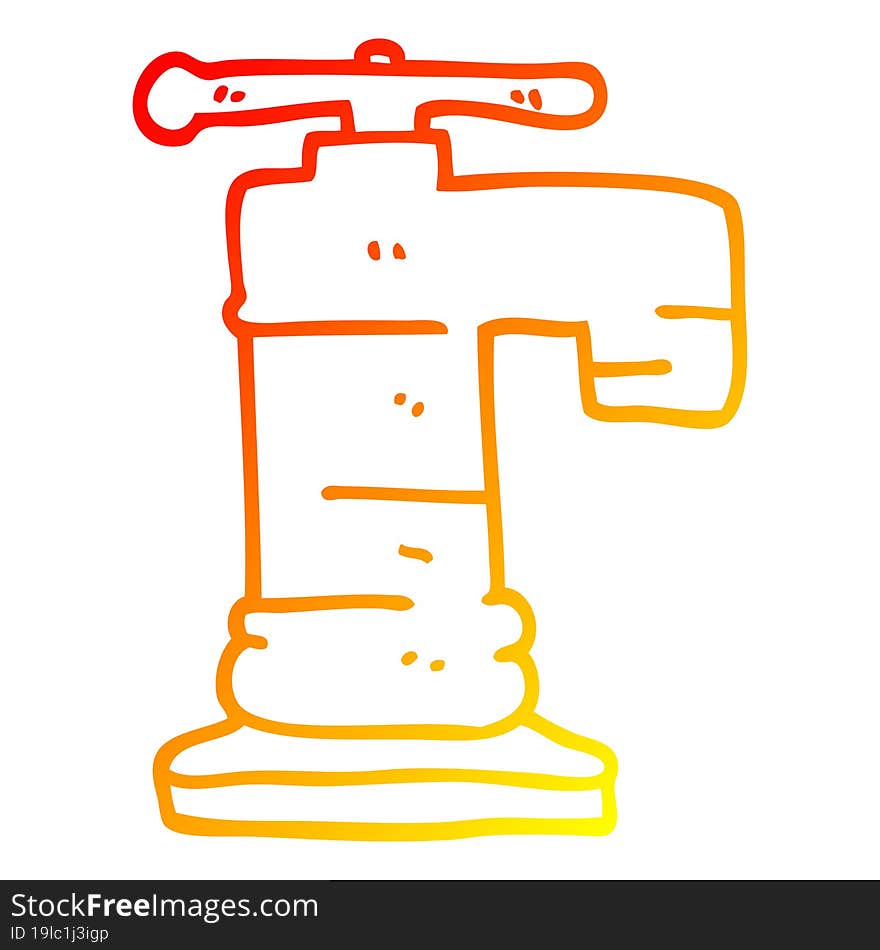 warm gradient line drawing cartoon faucet