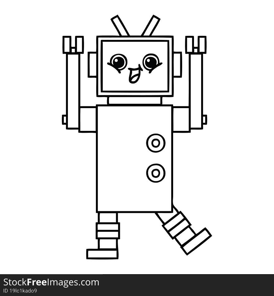 Line Drawing Cartoon Robot