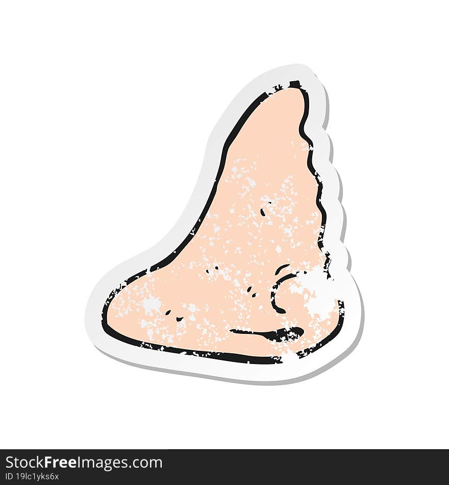 retro distressed sticker of a cartoon human nose