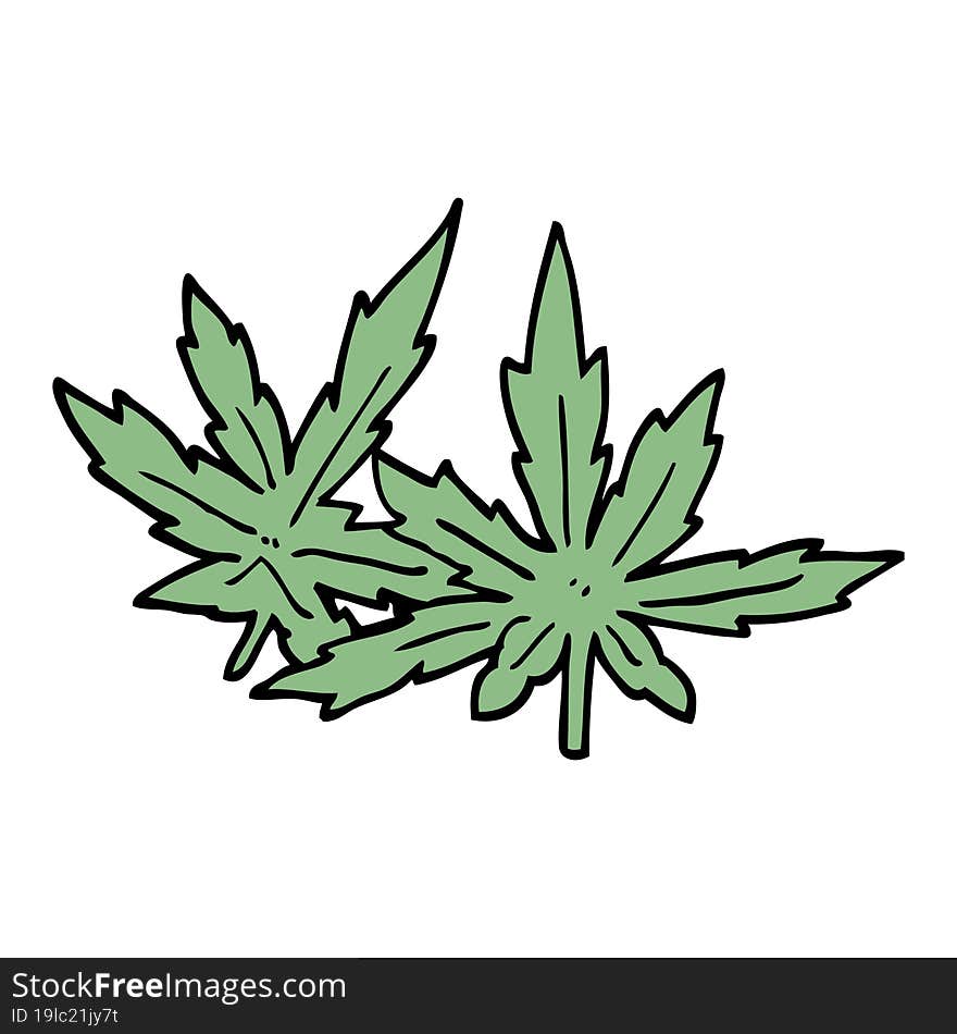 Cartoon Doodle Marijuana Leaves