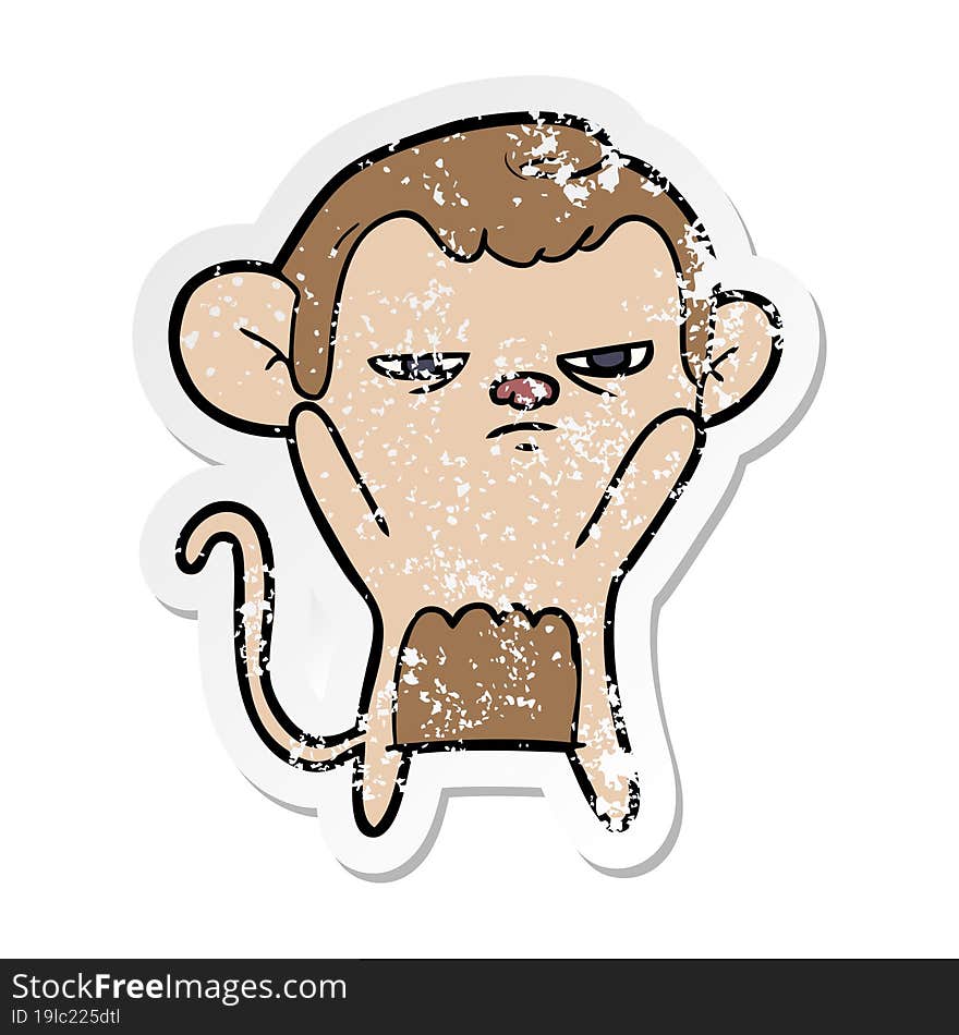 distressed sticker of a cartoon monkey