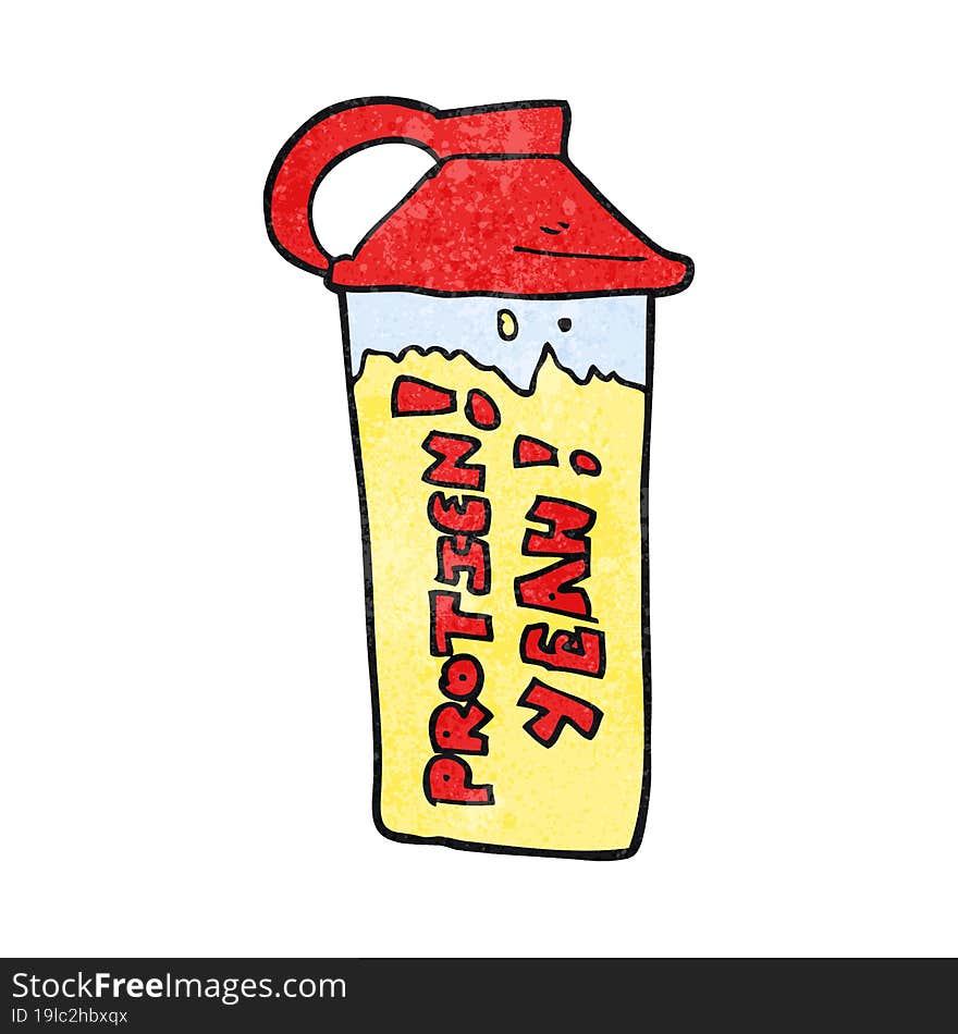 freehand textured cartoon protein shake