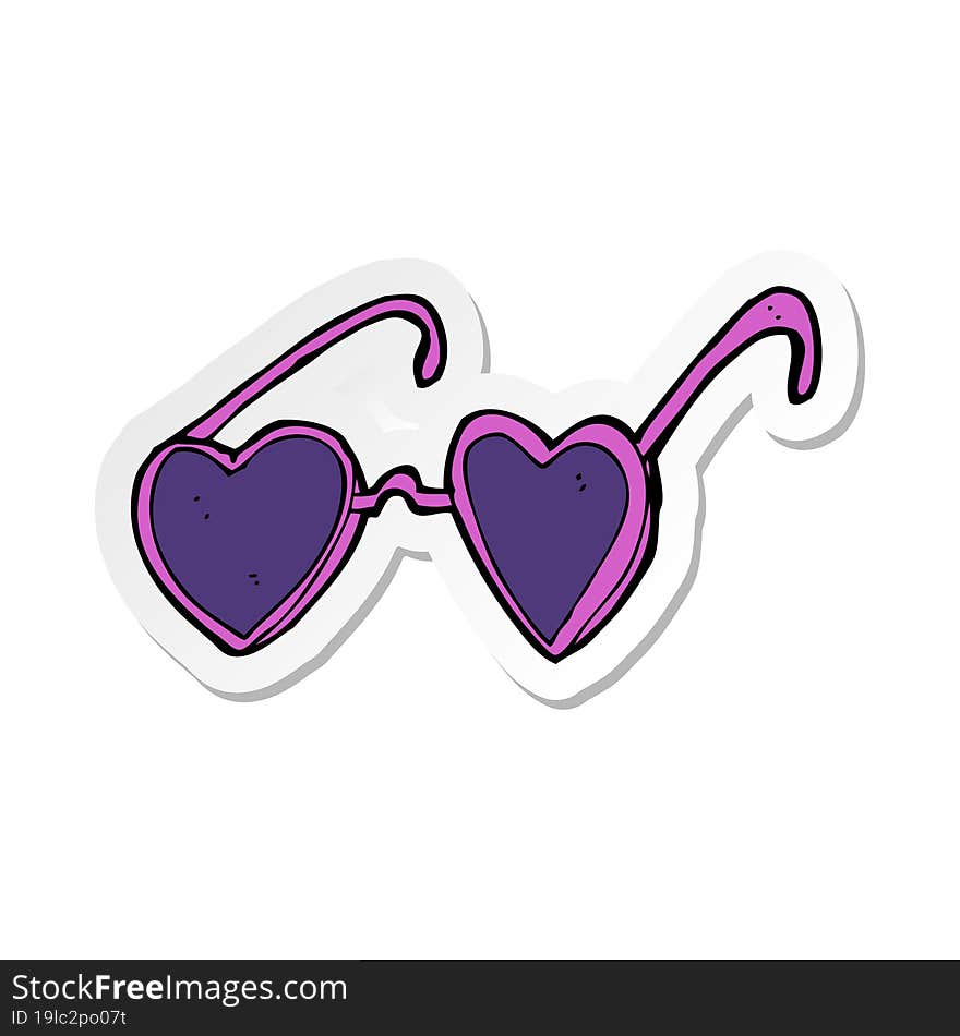 Sticker Of A Cartoon Heart Sunglasses