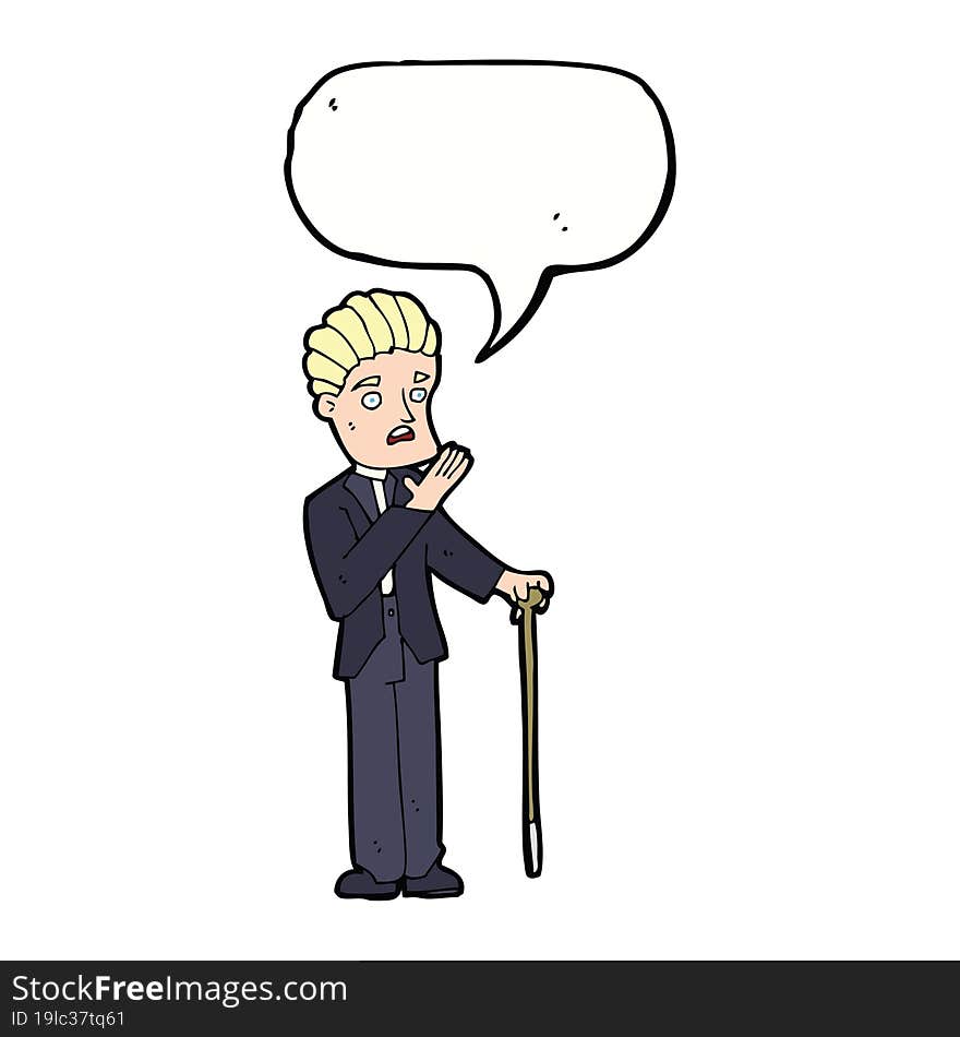 cartoon shocked gentleman with speech bubble