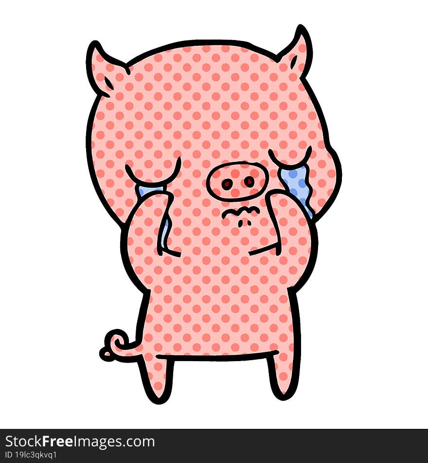 cartoon pig crying. cartoon pig crying