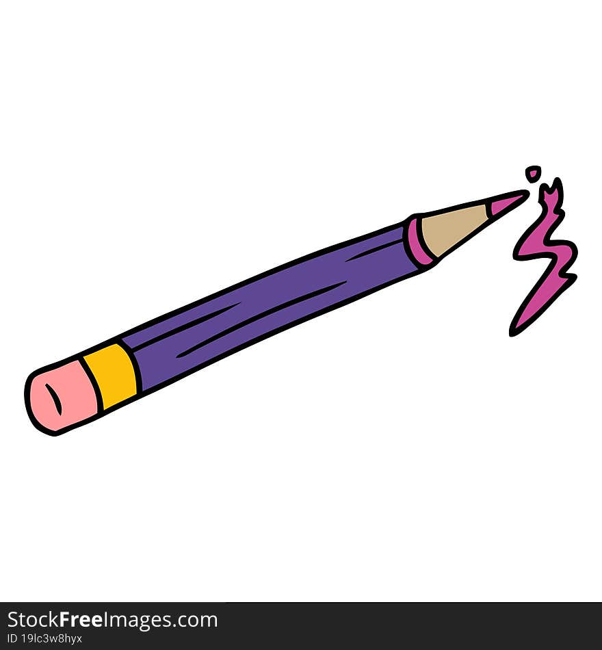 hand drawn cartoon doodle of a coloured pencil