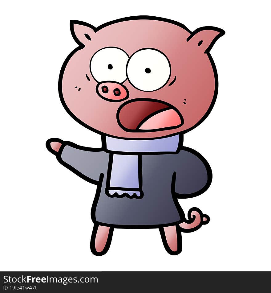 cartoon pig shouting. cartoon pig shouting