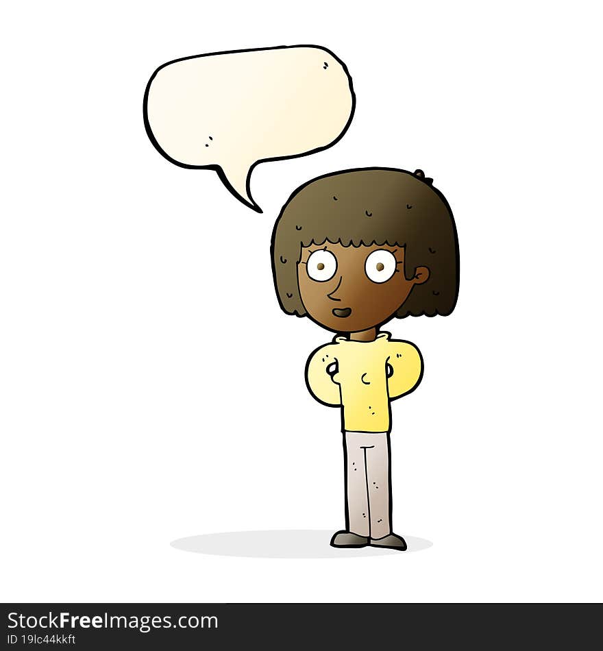 cartoon staring woman with speech bubble