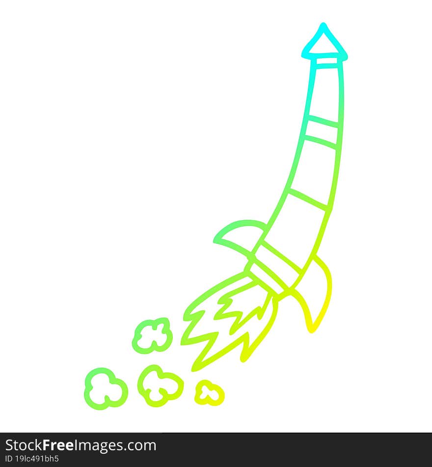 cold gradient line drawing cartoon space rocket