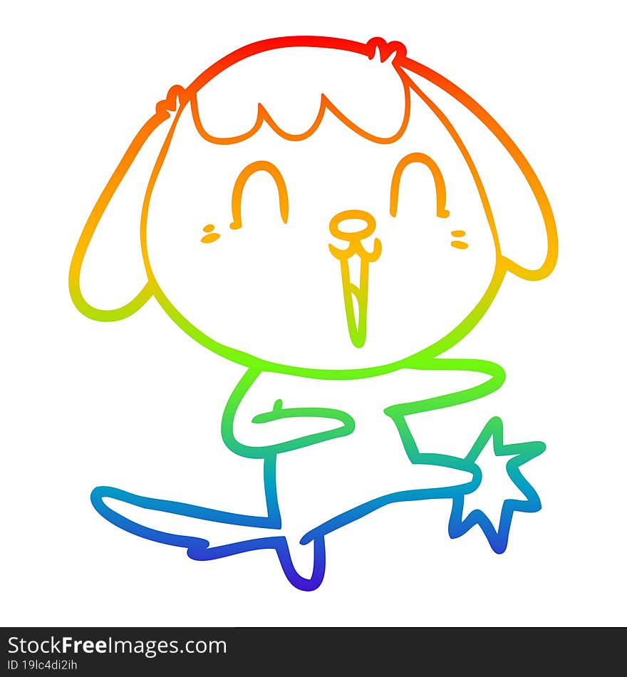 rainbow gradient line drawing of a cute cartoon dog